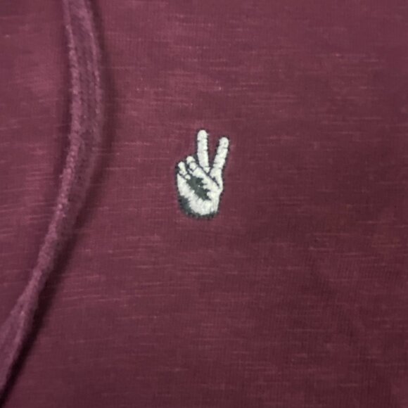 John Varvatos Peace Sign Logo Hoodie Men's Medium Burgundy Full Zip Up - Picture 3 of 13